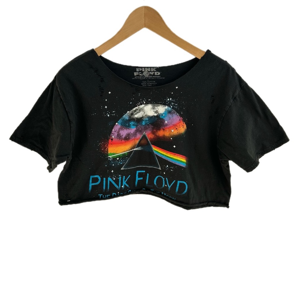 Pink Floyd Off The Shoulder Cropped Rock Tee